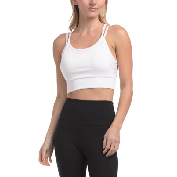 90 DEGREE BY REFLEX White Ribbed Seamless Lively Double Layer Bra - Picture 1 of 2